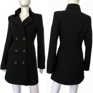 🔥SALE🔥NWT WOMEN DOUBLE-BREASTED COAT LINED BLACK JACKET COLLARED‎ PEACOAT